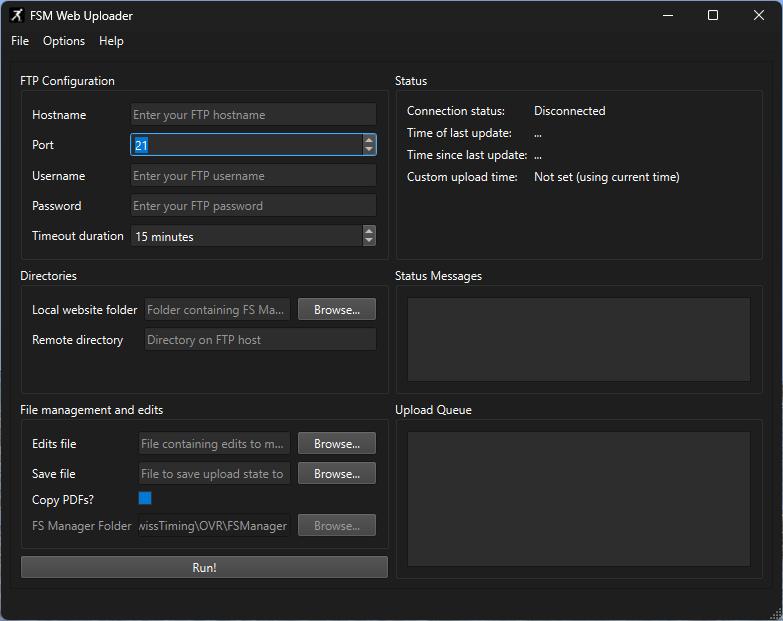 Screenshot of FSM Web Uploader software